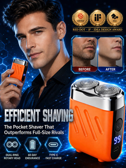 【German precision engineering, a best-selling shaver in Europe and America!】The new generation dual-head pocket shaver,Instant shaving, haircutting, and hair removal in just 1 second! Suitable for the whole family!